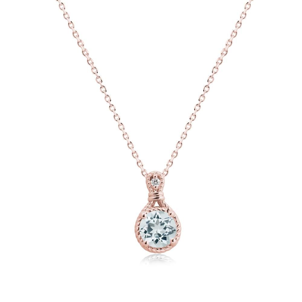 Rope Frame Aquamarine Necklace - LUO Jewelry #metal_18k rose gold