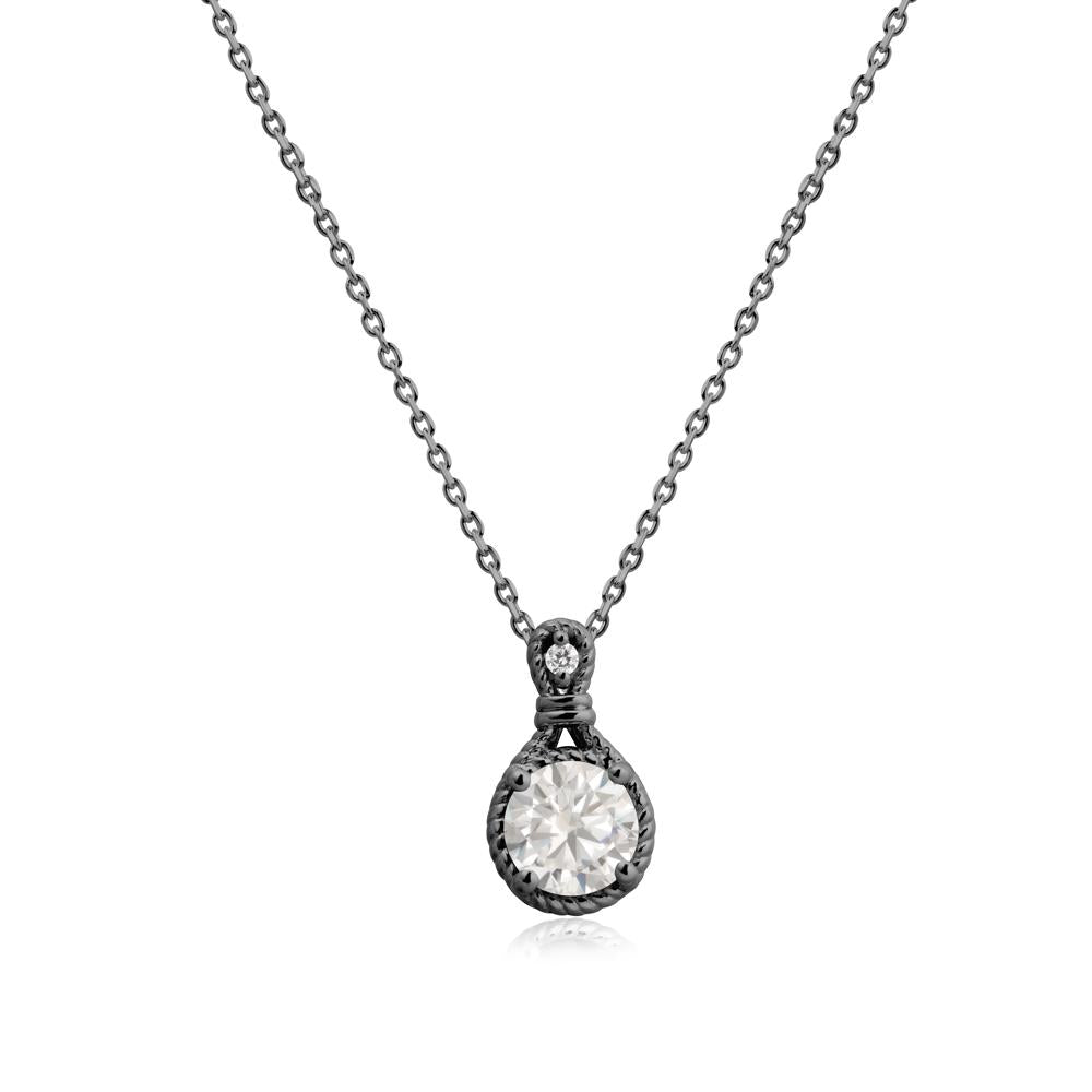 Rope Frame Cubic Zirconia Necklace - LUO Jewelry #metal_black finish sterling silver