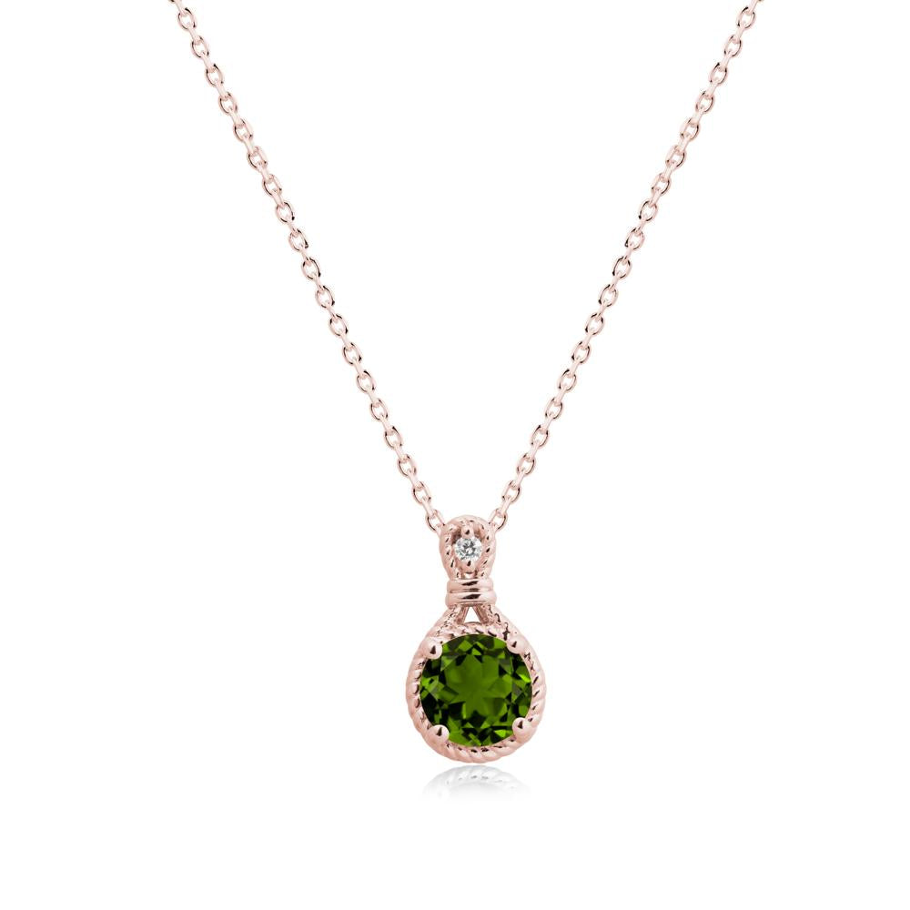 Twisted Rope Halo Diopside Pendant - LUO Jewelry #metal_18k rose gold