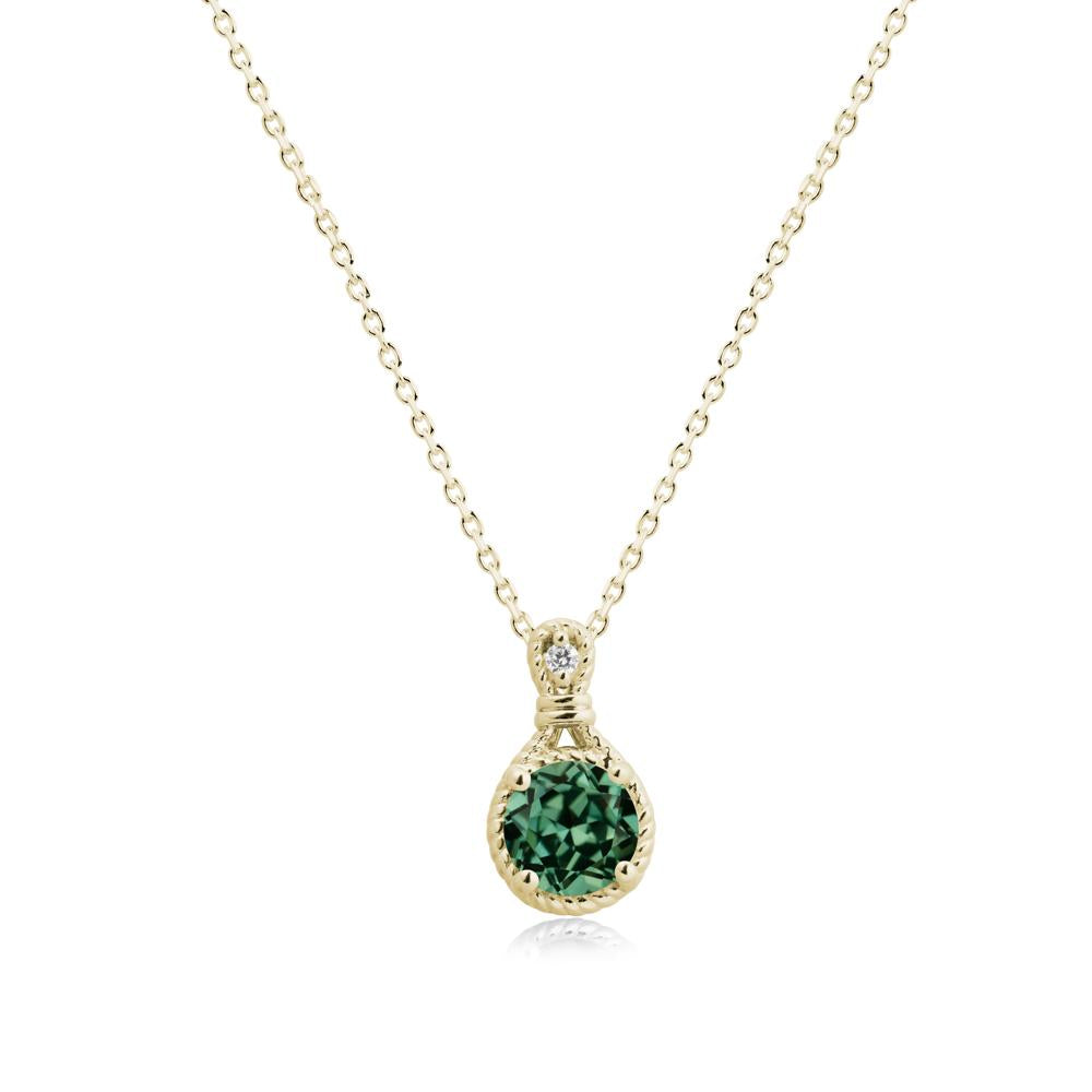 Round Green Sapphire Knot Rope Necklace - LUO Jewelry #metal_14k yellow gold