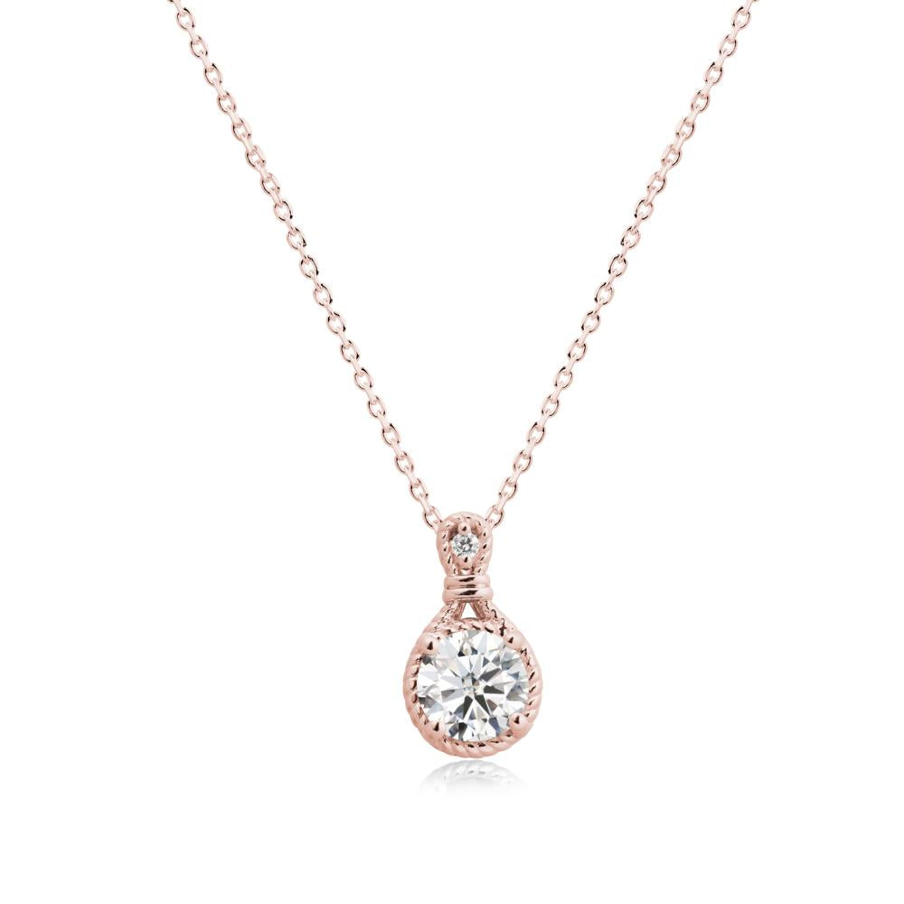 Round Moissanite Knot Rope Necklace - LUO Jewelry #metal_18k rose gold