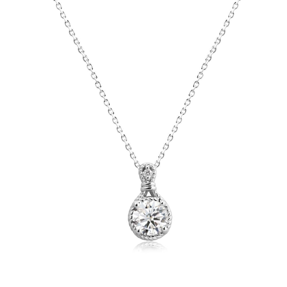 Round Moissanite Knot Rope Necklace - LUO Jewelry #metal_18k white gold