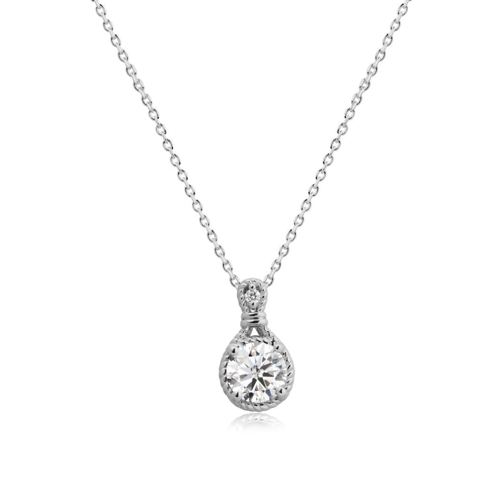 Round Moissanite Knot Rope Necklace - LUO Jewelry #metal_platinum