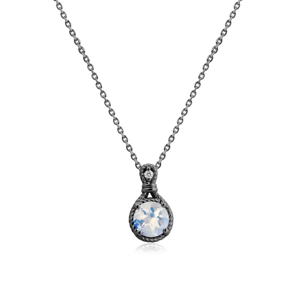 Rope Frame Moonstone Necklace - LUO Jewelry #metal_black finish sterling silver
