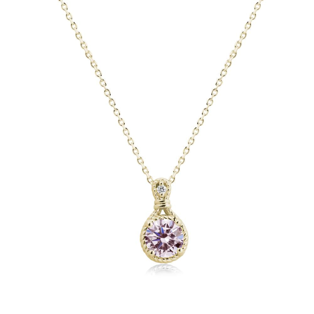 Rope Frame Pink Cubic Zirconia Necklace - LUO Jewelry #metal_14k yellow gold