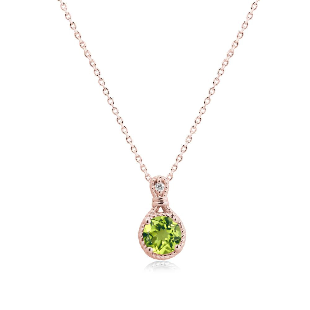 Twisted Rope Halo Peridot Pendant - LUO Jewelry #metal_18k rose gold