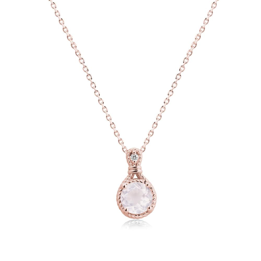 Round Rose Quartz Knot Rope Necklace - LUO Jewelry #metal_18k rose gold
