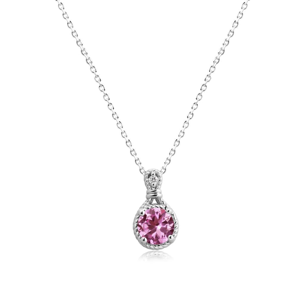 Rope Frame Pink Sapphire Necklace - LUO Jewelry #metal_14k white gold
