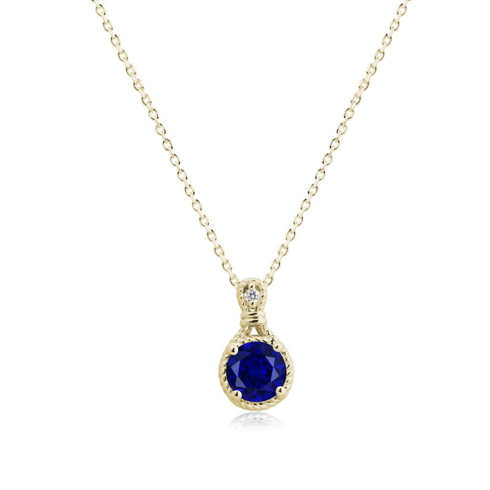 Round Sapphire Knot Rope Necklace - LUO Jewelry #metal_14k yellow gold