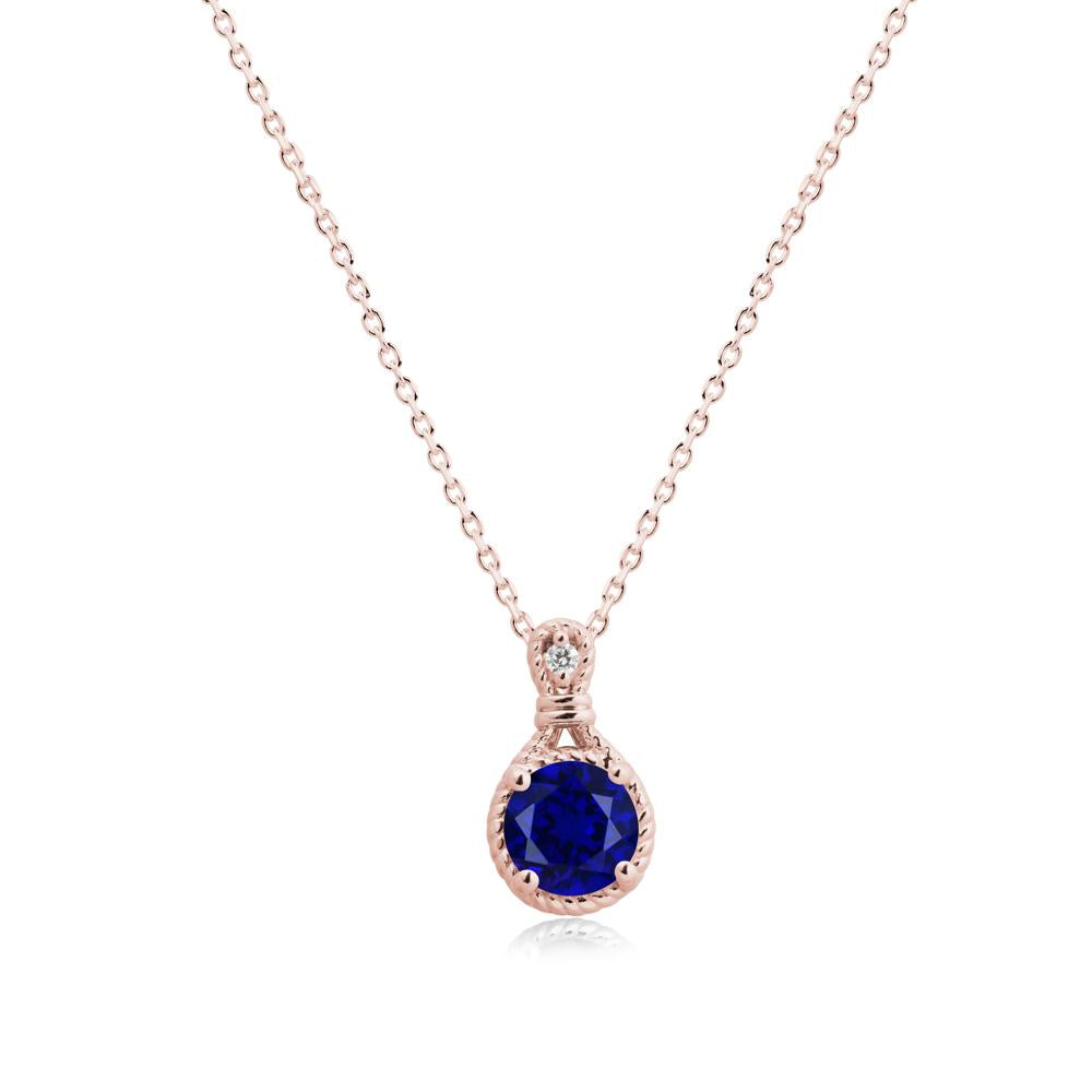 Round Sapphire Knot Rope Necklace - LUO Jewelry #metal_18k rose gold