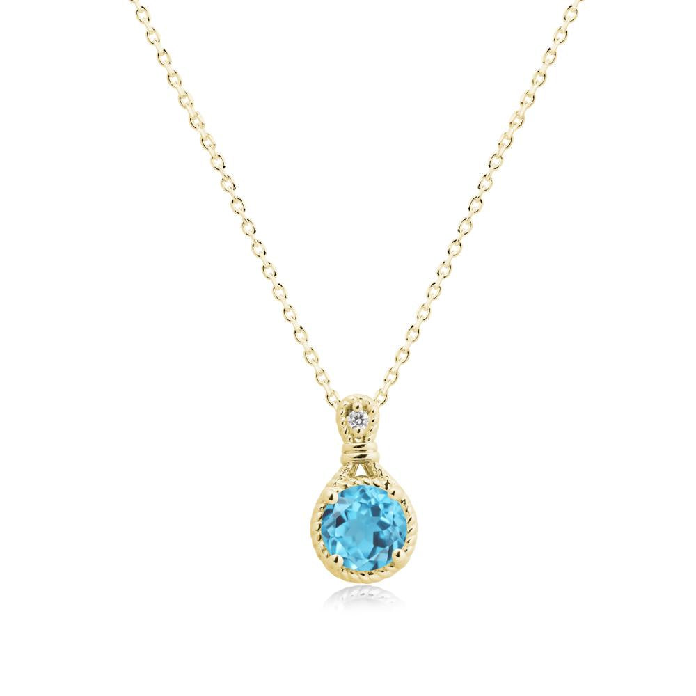 Twisted Rope Halo Swiss Blue Topaz Pendant - LUO Jewelry #metal_18k yellow gold