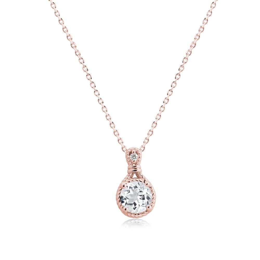 Round White Topaz Knot Rope Necklace - LUO Jewelry #metal_18k rose gold