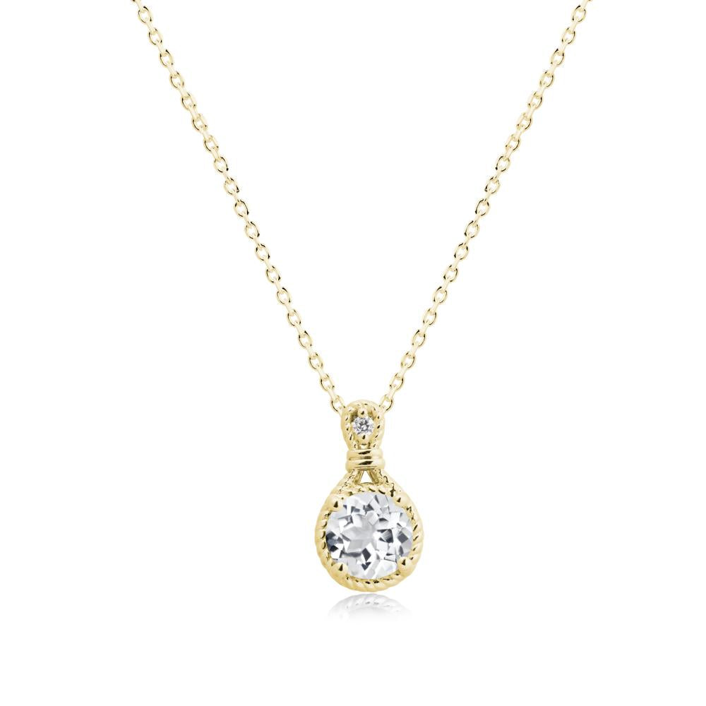 Round White Topaz Knot Rope Necklace - LUO Jewelry #metal_18k yellow gold