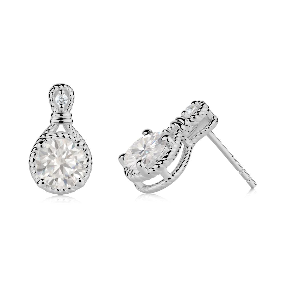 Twisted Rope Halo Cubic Zirconia Stud Earrings - LUO Jewelry #metal_platinum