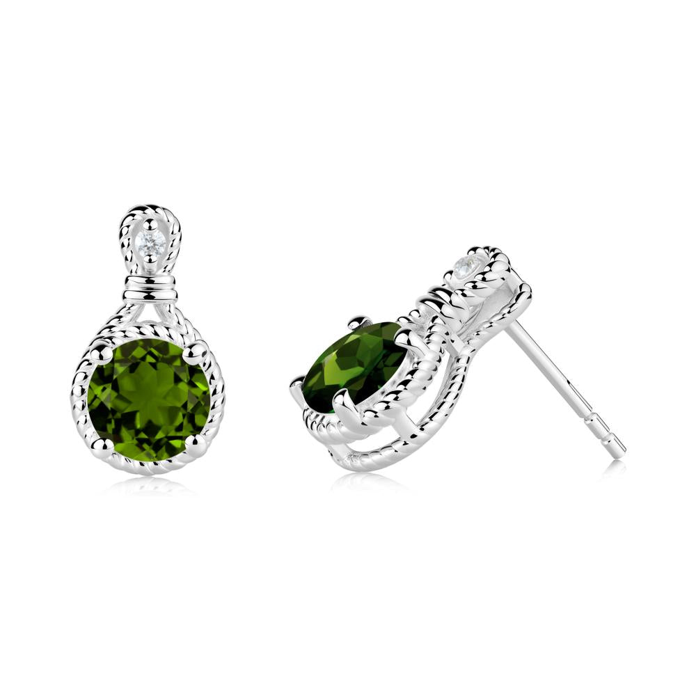 Rope Twist Halo Diopside Stud Earrings - LUO Jewelry #metal_14k white gold