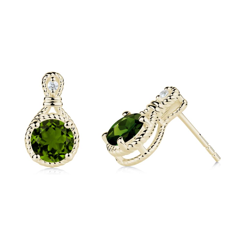 Rope Twist Halo Diopside Stud Earrings - LUO Jewelry #metal_14k yellow gold