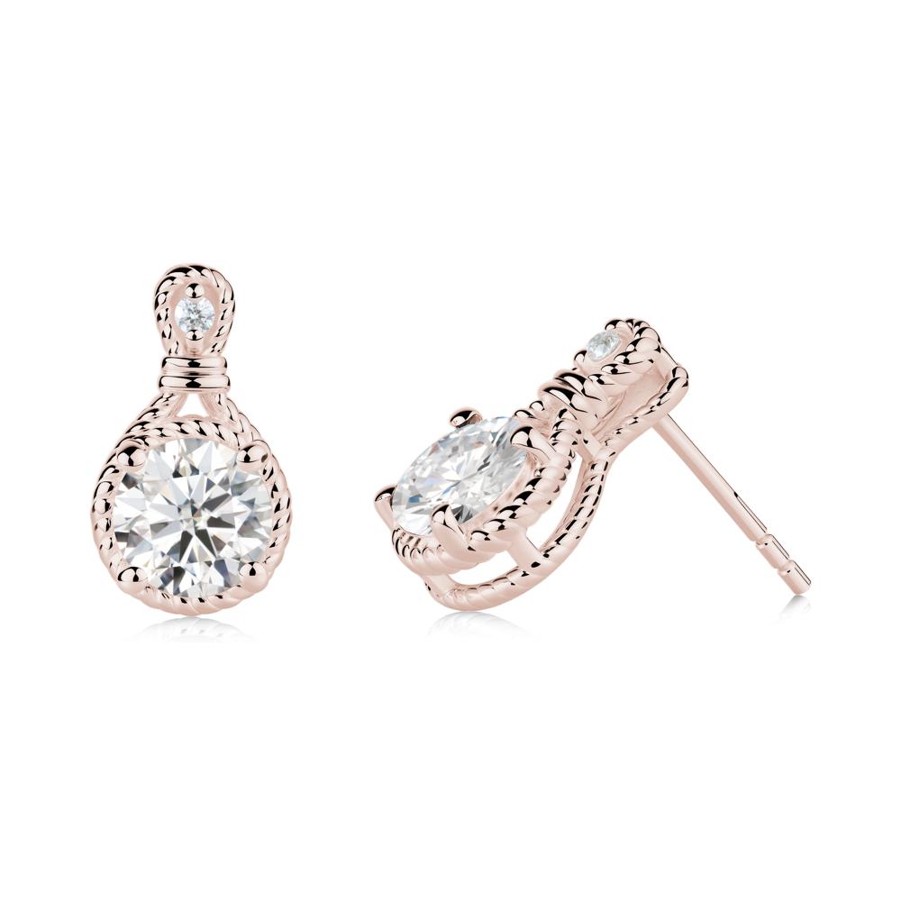 Rope Twist Halo Moissanite Stud Earrings - LUO Jewelry #metal_14k rose gold
