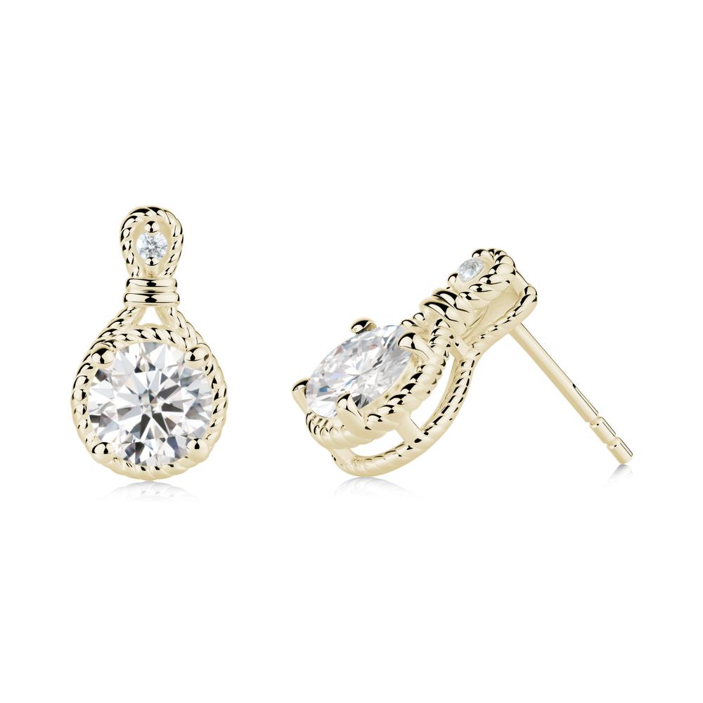 Rope Twist Halo Moissanite Stud Earrings - LUO Jewelry #metal_14k yellow gold
