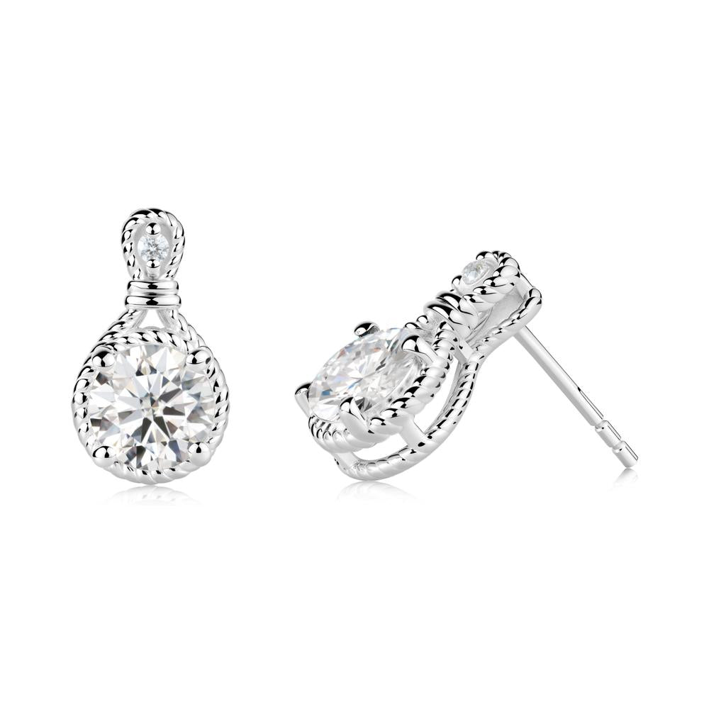 Rope Twist Halo Moissanite Stud Earrings - LUO Jewelry #metal_18k white gold