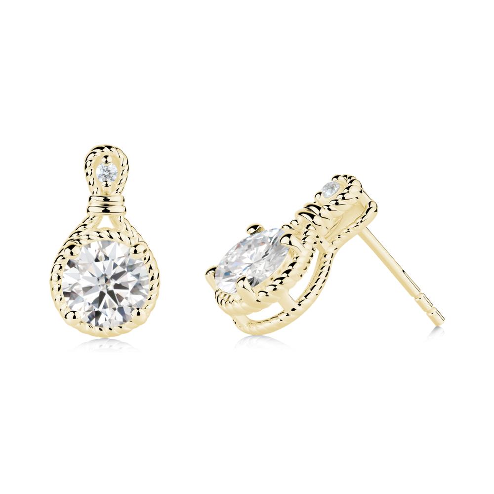 Rope Twist Halo Moissanite Stud Earrings - LUO Jewelry #metal_18k yellow gold