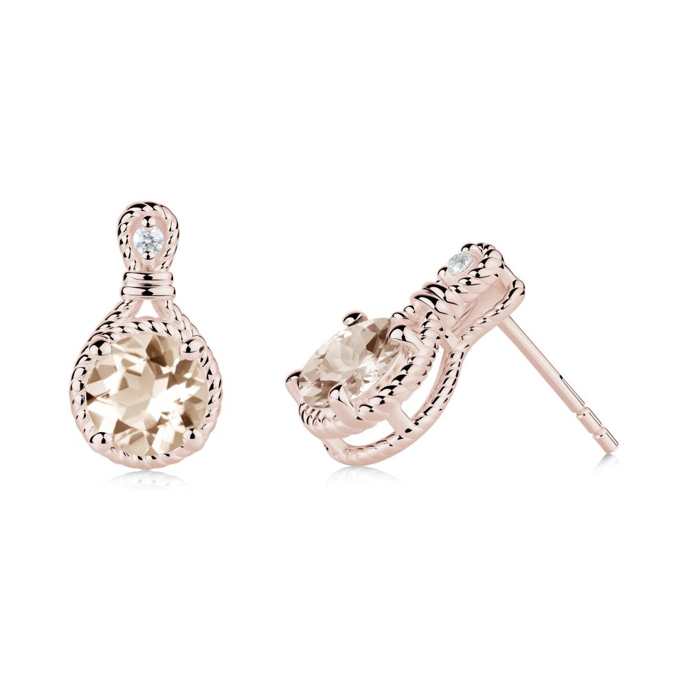 Twisted Rope Halo Morganite Stud Earrings - LUO Jewelry #metal_14k rose gold