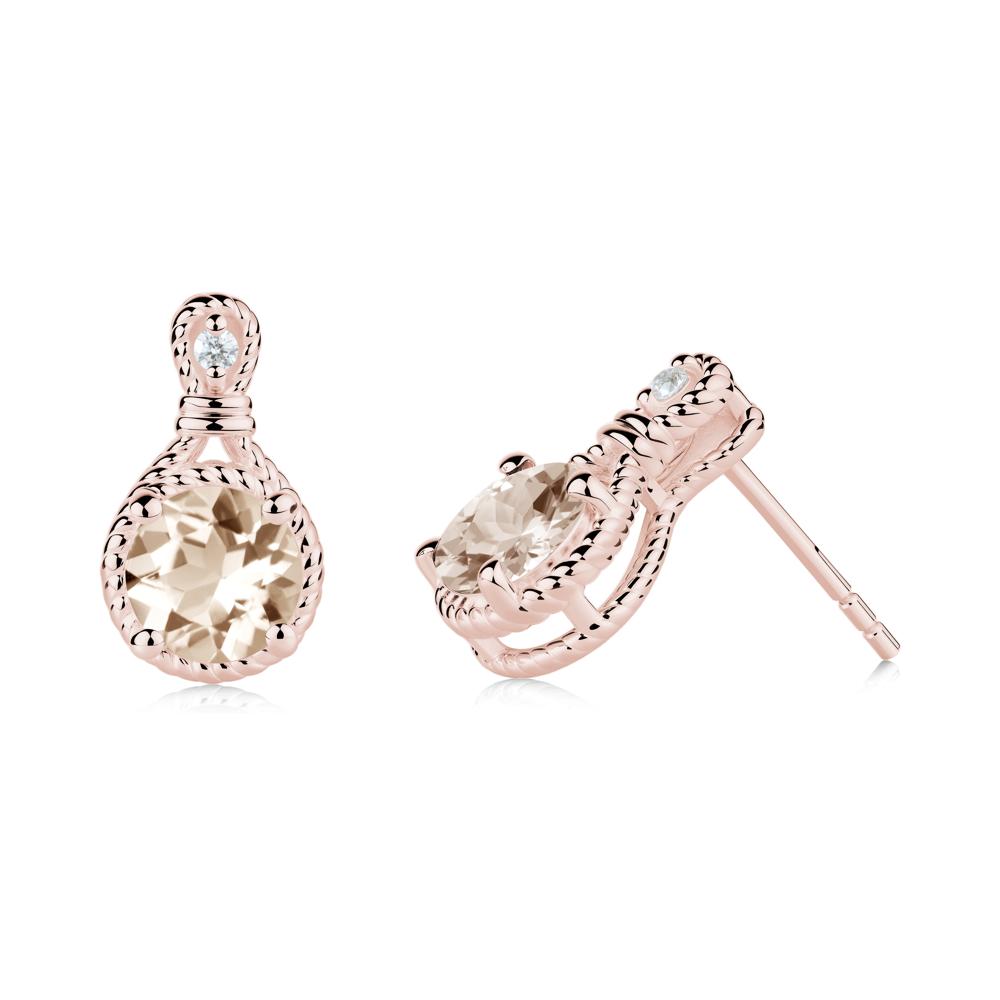 Twisted Rope Halo Morganite Stud Earrings - LUO Jewelry #metal_18k rose gold
