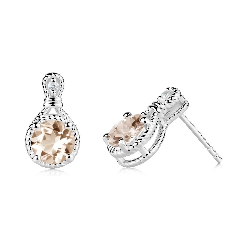 Twisted Rope Halo Morganite Stud Earrings - LUO Jewelry #metal_sterling silver