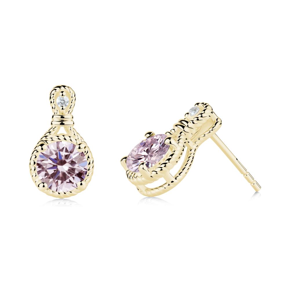 Rope Twist Halo Pink Cubic Zirconia Stud Earrings - LUO Jewelry #metal_18k yellow gold