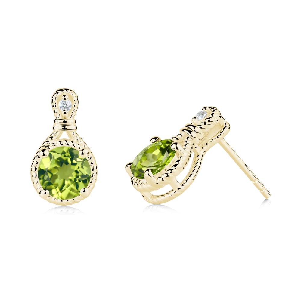 Rope Twist Halo Peridot Stud Earrings - LUO Jewelry #metal_18k yellow gold