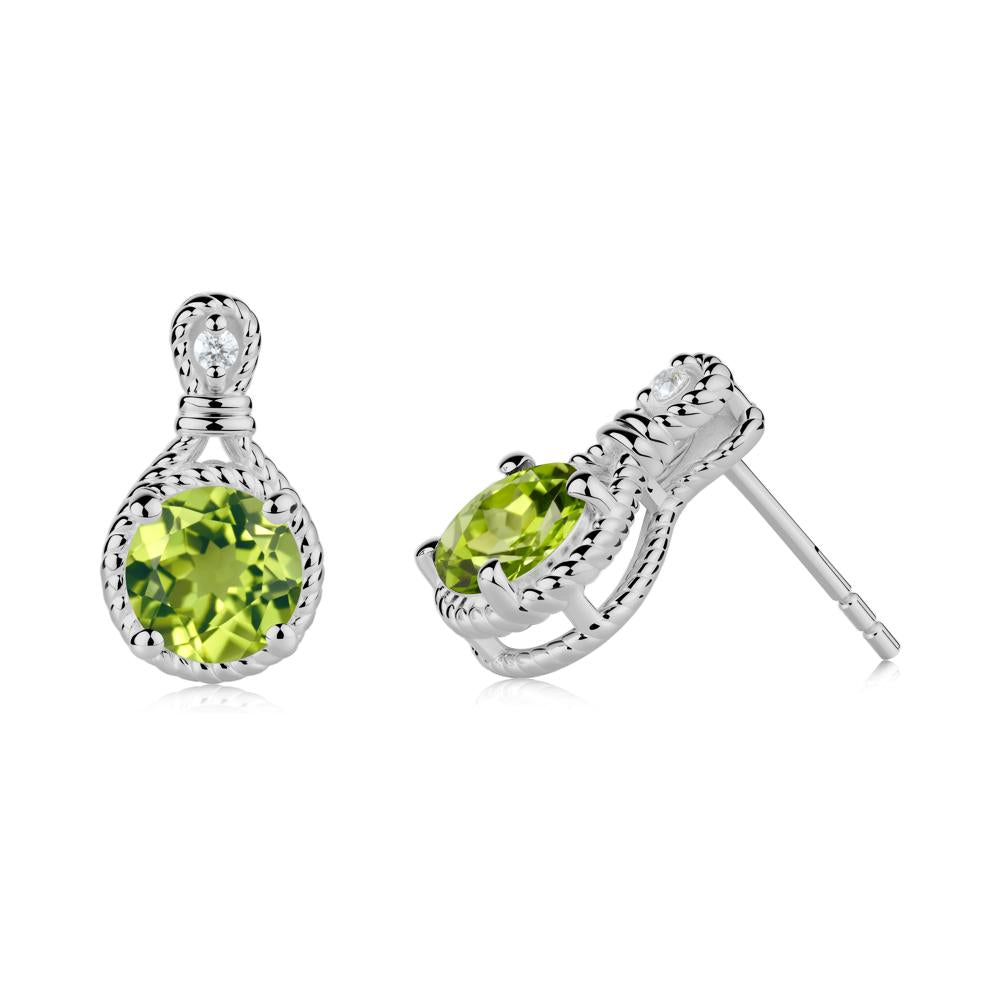 Rope Twist Halo Peridot Stud Earrings - LUO Jewelry #metal_platinum