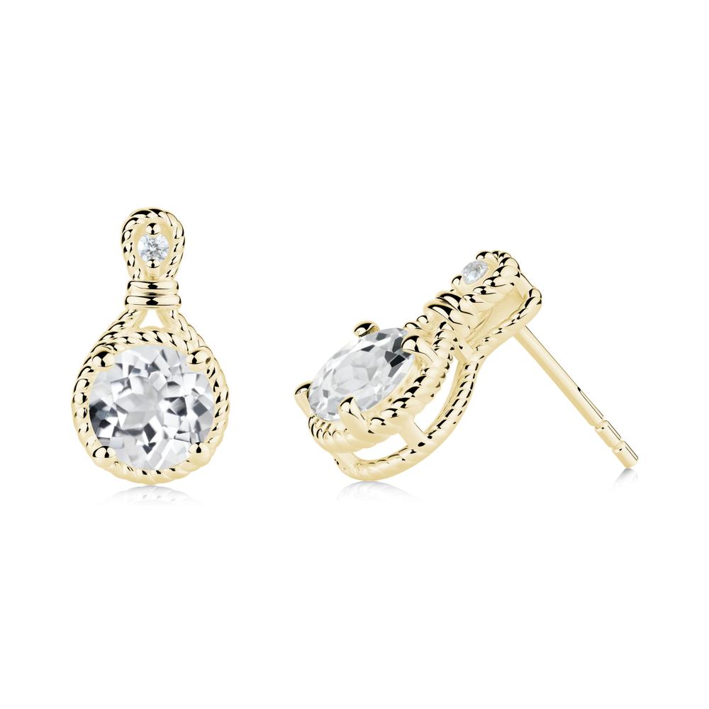Rope Twist Halo White Topaz Stud Earrings - LUO Jewelry #metal_18k yellow gold