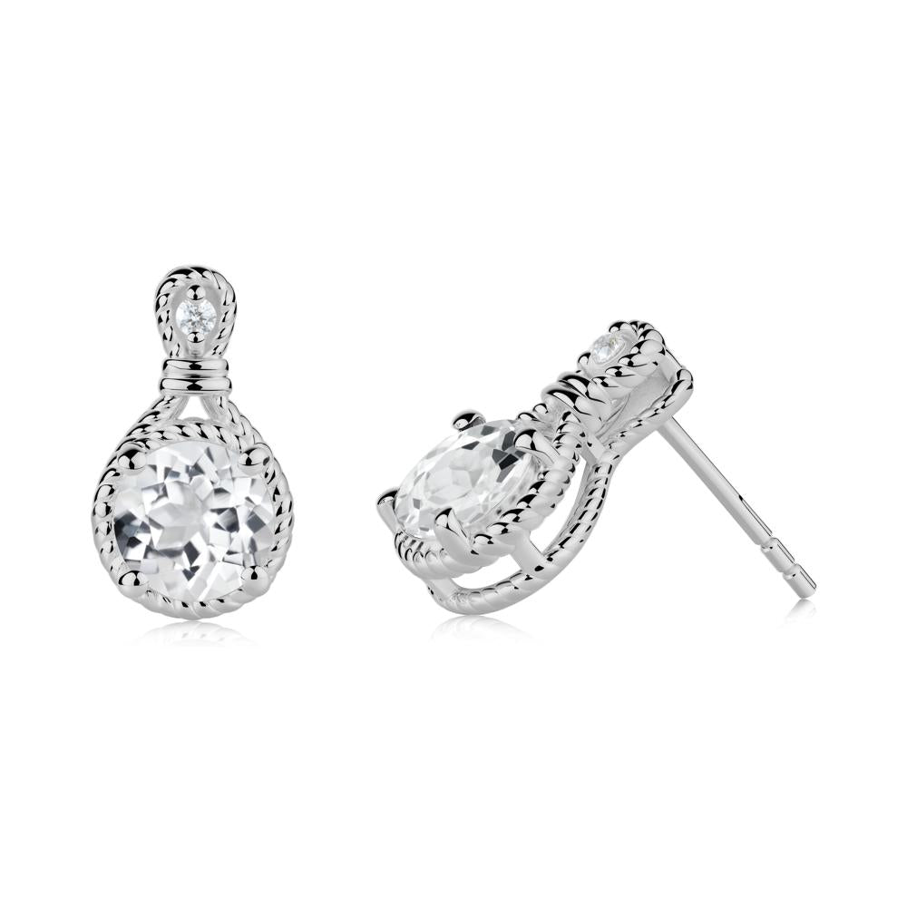 Rope Twist Halo White Topaz Stud Earrings - LUO Jewelry #metal_platinum