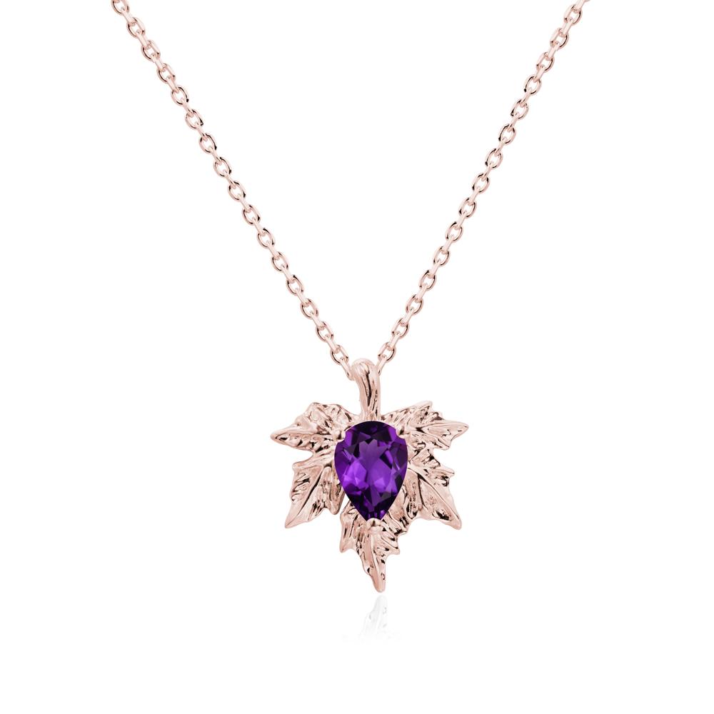 Amethyst Maple Pendant Necklace - LUO Jewelry #metal_18k rose gold