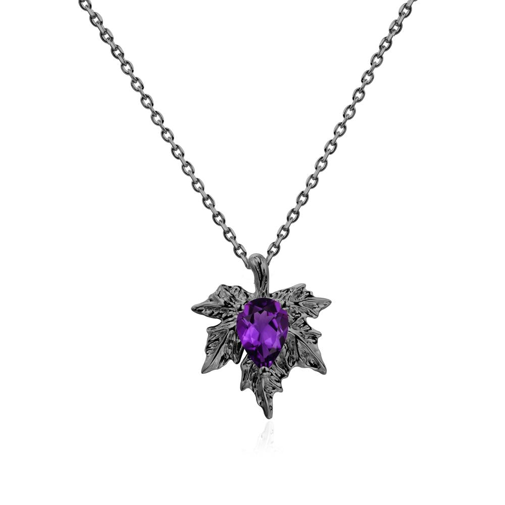 Amethyst Maple Pendant Necklace - LUO Jewelry #metal_black finish sterling silver