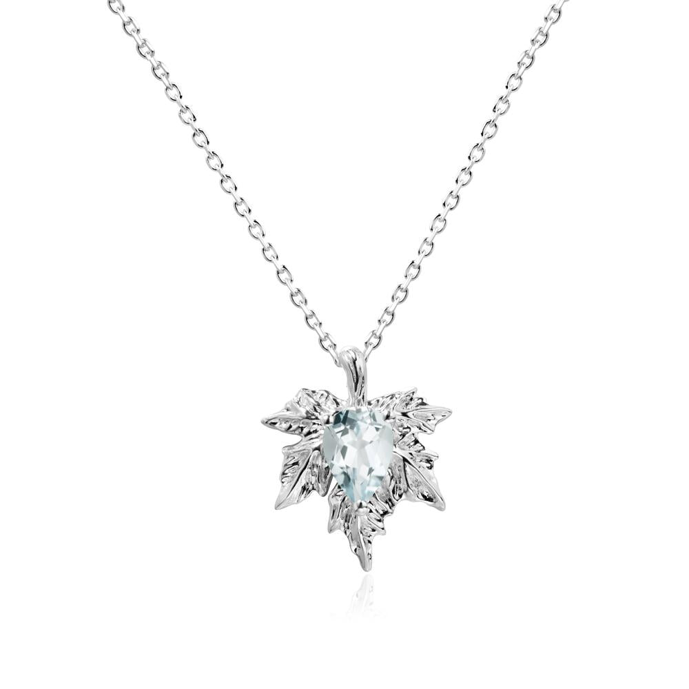 Maple Leaf Aquamarine Necklace - LUO Jewelry #metal_18k white gold