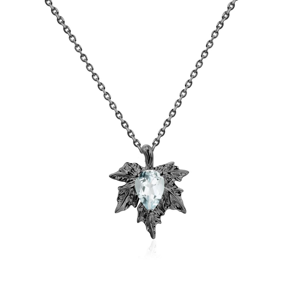 Maple Leaf Aquamarine Necklace - LUO Jewelry #metal_black finish sterling silver