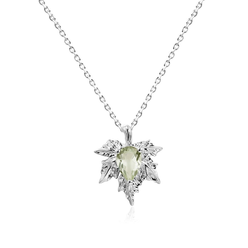 Maple Pear Shaped Green Amethyst Necklace - LUO Jewelry #metal_18k white gold
