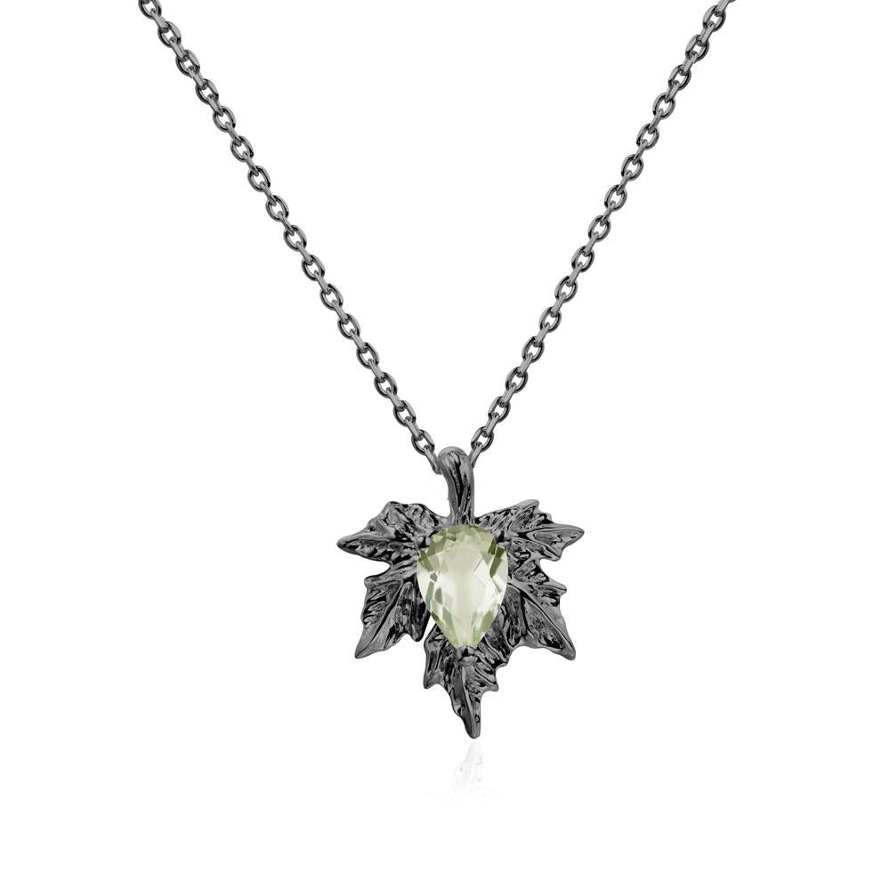 Maple Pear Shaped Green Amethyst Necklace - LUO Jewelry #metal_black finish sterling silver