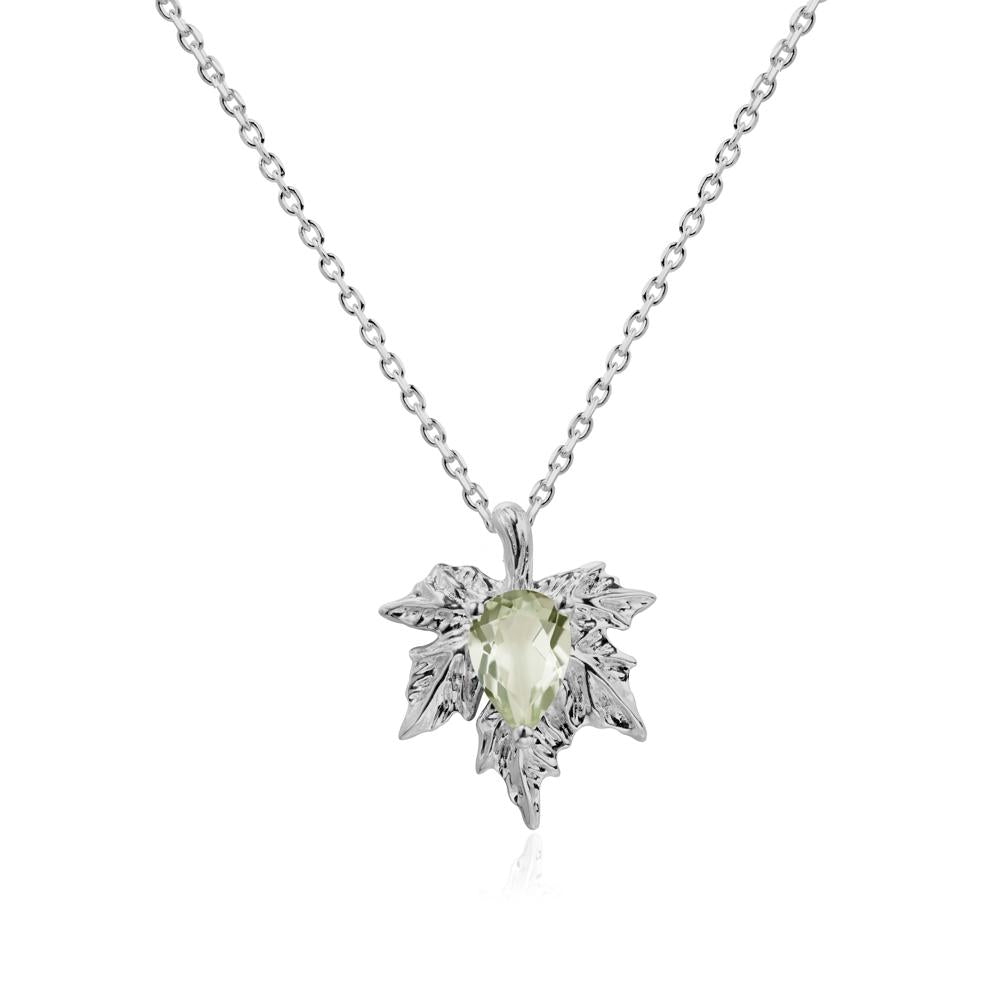 Maple Pear Shaped Green Amethyst Necklace - LUO Jewelry #metal_platinum