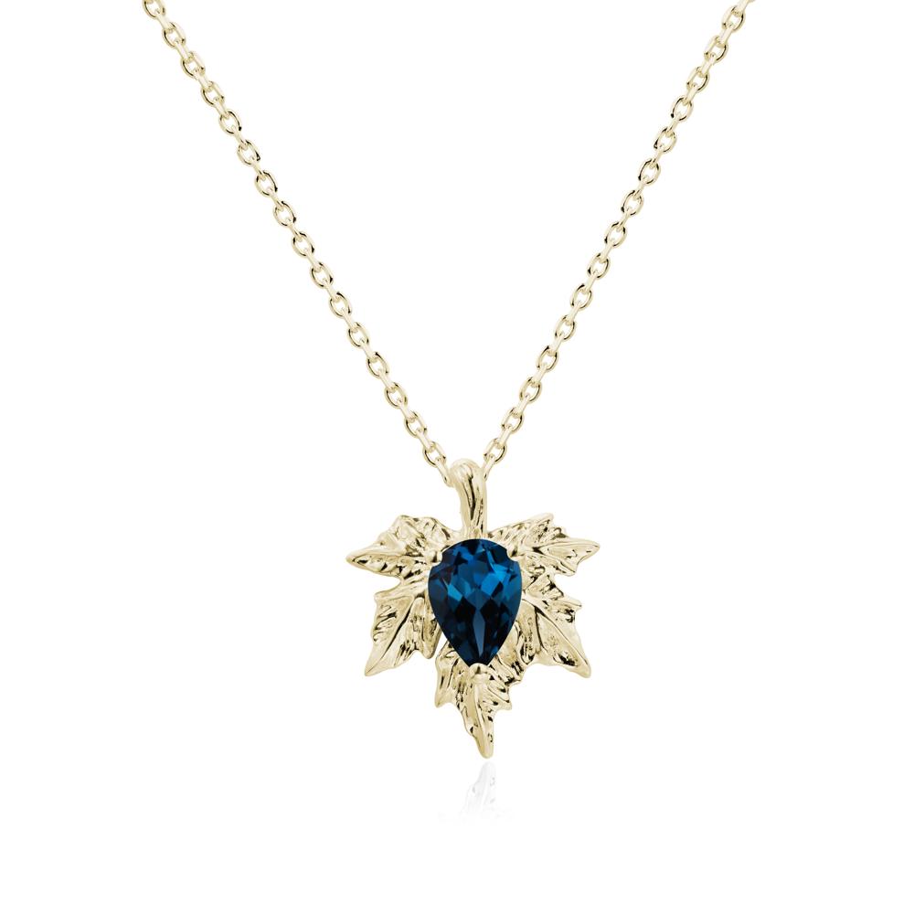 Maple Leaf London Blue Topaz Necklace - LUO Jewelry #metal_14k yellow gold