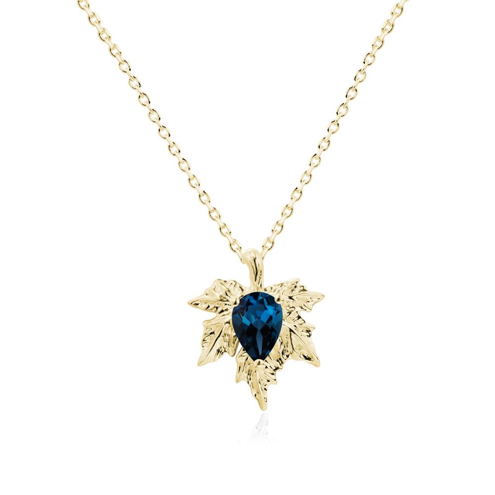 Maple Leaf London Blue Topaz Necklace - LUO Jewelry #metal_18k yellow gold