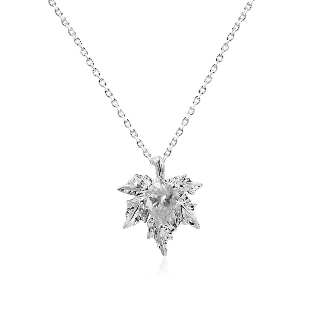 Maple Pear Shaped Moissanite Necklace - LUO Jewelry #metal_sterling silver