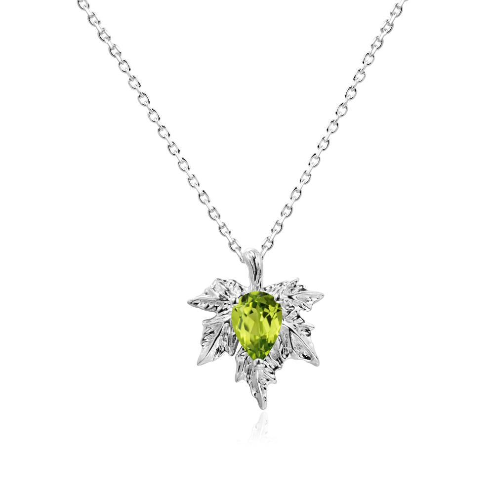 Maple Pear Shaped Peridot Necklace - LUO Jewelry #metal_18k white gold
