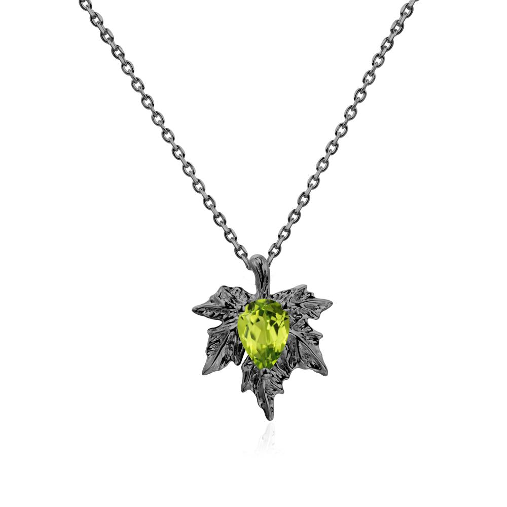 Maple Pear Shaped Peridot Necklace - LUO Jewelry #metal_black finish sterling silver