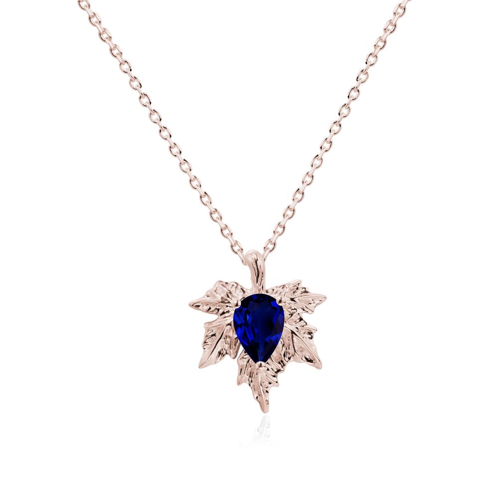 Maple Leaf Sapphire Necklace - LUO Jewelry #metal_14k rose gold