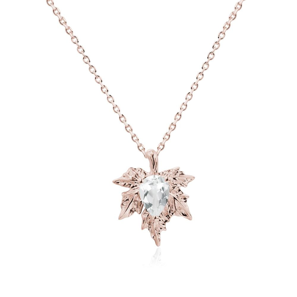 White Topaz Maple Pendant Necklace - LUO Jewelry #metal_14k rose gold