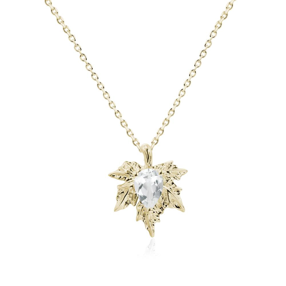 White Topaz Maple Pendant Necklace - LUO Jewelry #metal_14k yellow gold