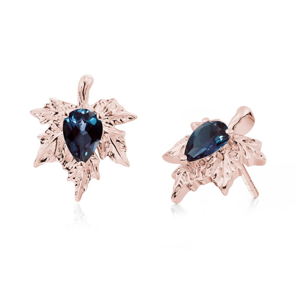 Maple Leaf Alexandrite Stud Earrings - LUO Jewelry #metal_18k rose gold