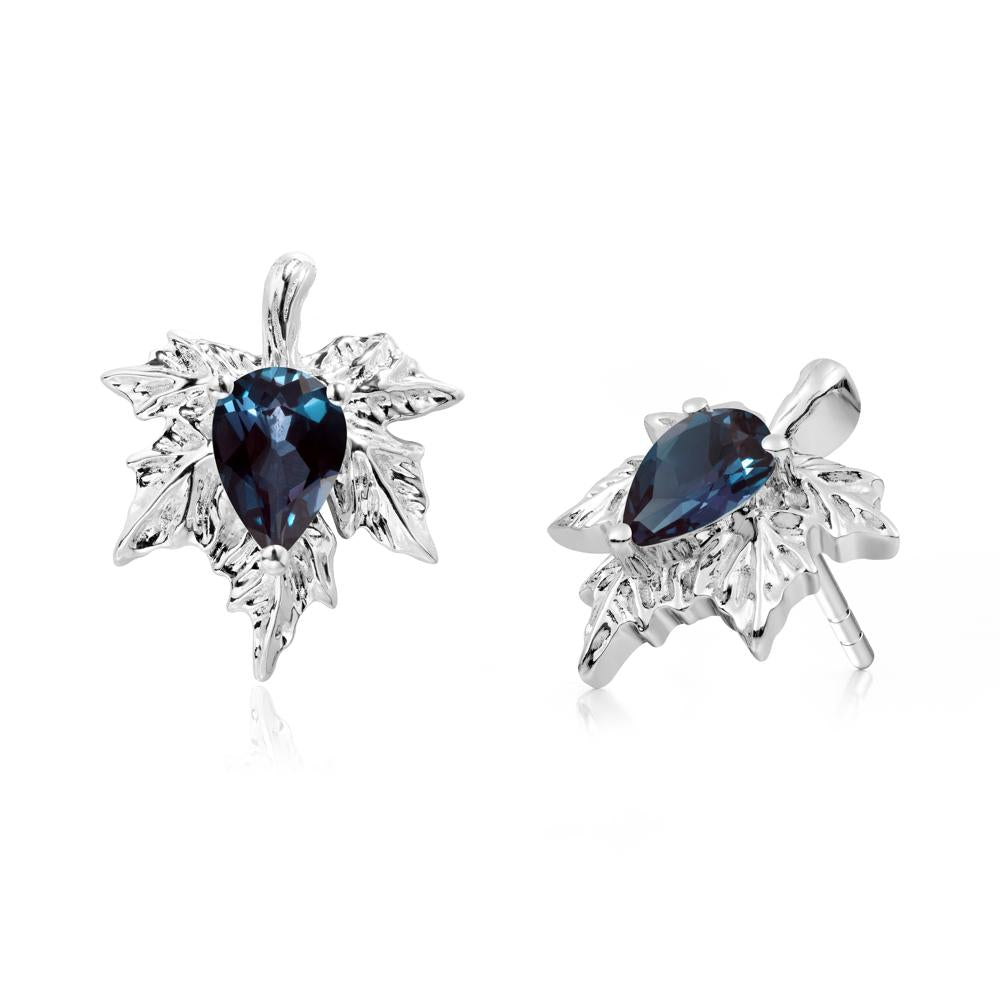 Maple Leaf Alexandrite Stud Earrings - LUO Jewelry #metal_18k white gold