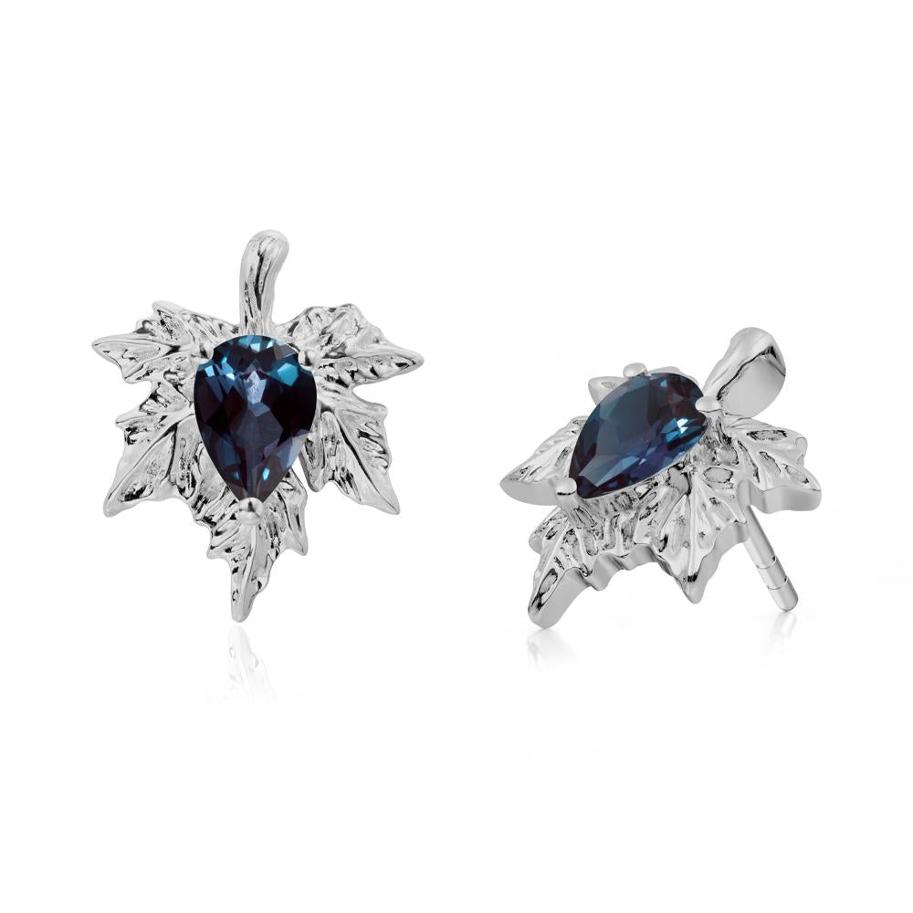 Maple Leaf Alexandrite Stud Earrings - LUO Jewelry #metal_platinum